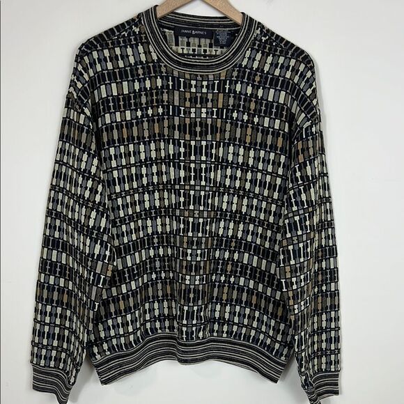 Vintage Jhane Barnes 80s 3D Geometric Coogi Wool Blend Textured Sweater Mens Med - Picture 1 of 8